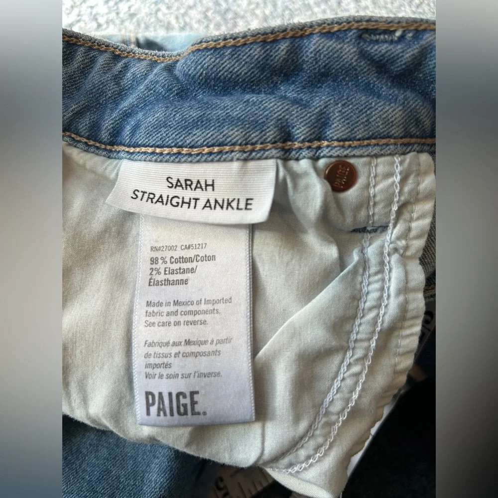 PAIGE Women’s Light Blue Distressed Cropped Jeans - Picture 7 of 8